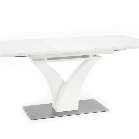 Spisebord Berma 140 - 180 cm - Hvit matt - Glass