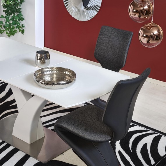 Spisebord Berma 140 - 180 cm - Hvit matt - Glass