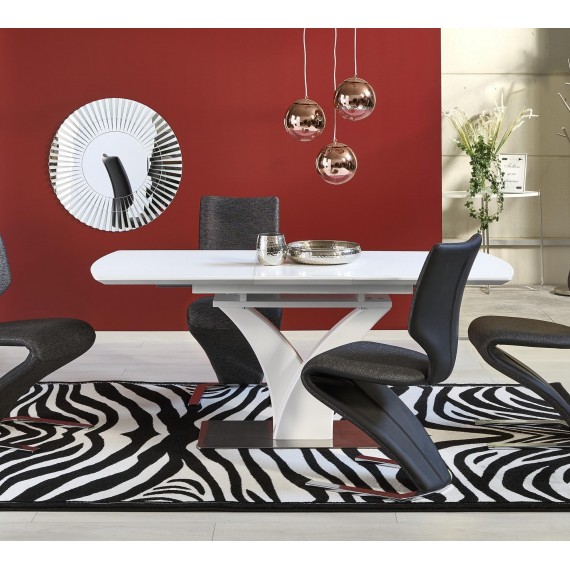 Spisebord Berma 140 - 180 cm - Hvit matt - Glass