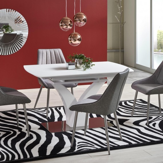 Spisebord Berma 140 - 180 cm - Hvit matt - Glass