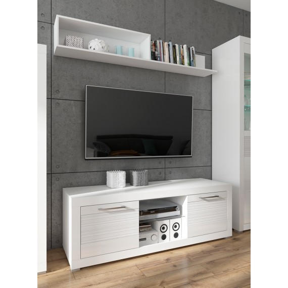 TV-benk Hoyer 151 cm - Hvit høyglans
