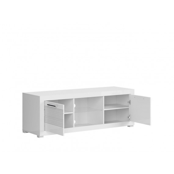 TV-benk Hoyer 151 cm - Hvit høyglans