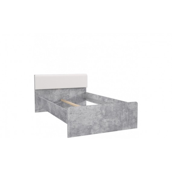 Seng Orion 120 cm - Hvit - Grå Betong