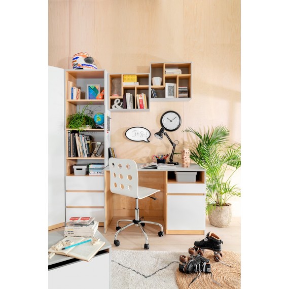 Skrivebord Nano 120 cm - Grå - Hvit høyglans