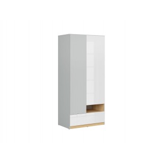 Garderobe Nano 90 cm - Grå - Hvit høyglans