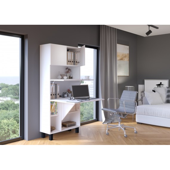 Skap med skrivebord Homla 80 cm - Hvit - Sammenleggbart