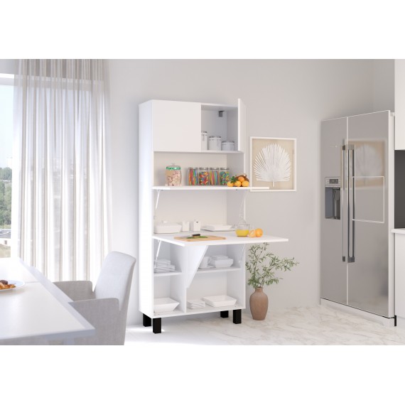 Skap med skrivebord Homla 80 cm - Hvit - Sammenleggbart