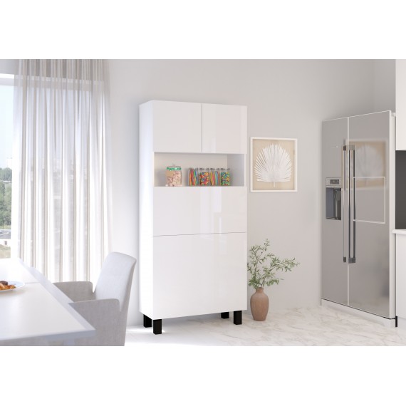 Skap med skrivebord Homla 80 cm - Hvit høyglans - Sammenleggbart