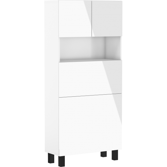 Skap med skrivebord Homla 80 cm - Hvit høyglans - Sammenleggbart