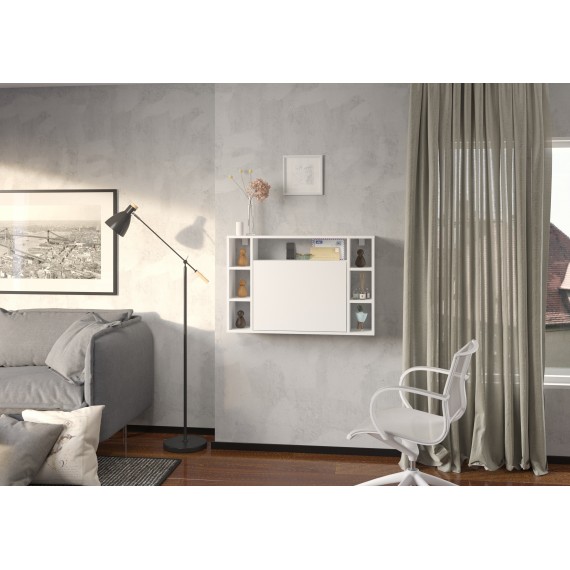 Skrivebord Musho 94 cm - Hvit matt - Vegghengt