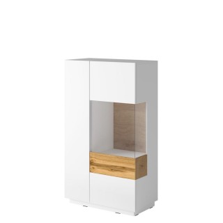 Vitrineskap Mateo 80x139 cm - Hvit Høyglans - Trelook