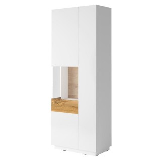Vitrineskap Mateo 80x207 cm - Hvit Høyglans - Trelook