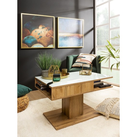 Sofabord Coreno 80x50 cm - Eikelook - Glass