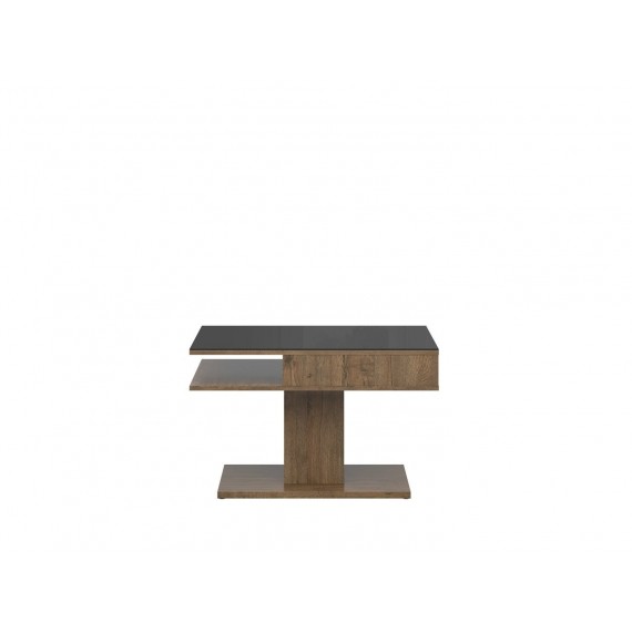 Sofabord Toreno 80x50 cm - Eikelook - Svart glass