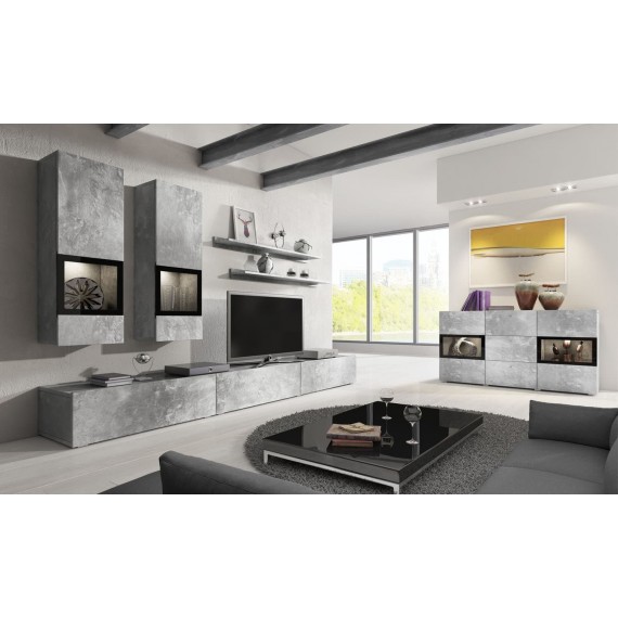 Tv-seksjon Ravenna 270 cm - Grå betong