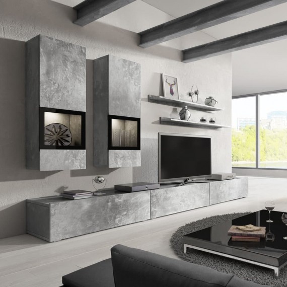 Tv-seksjon Ravenna 270 cm - Grå betong