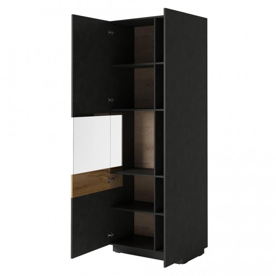 Vitrineskap Dover 80x207 cm - Mørk eik - Trelook