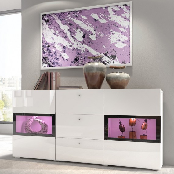 Skjenk Ravenna 132 cm - Hvit høyglans