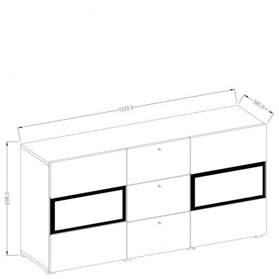 Skjenk Ravenna 132 cm - Hvit høyglans