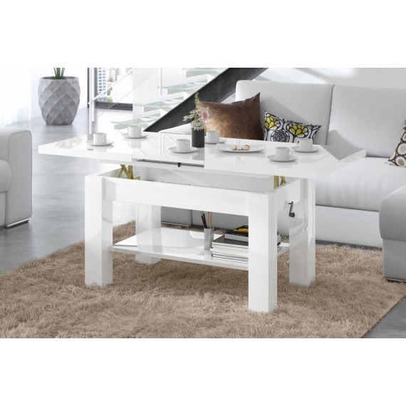 Sofabord Doria 110 - 150 - Hvit høyglans