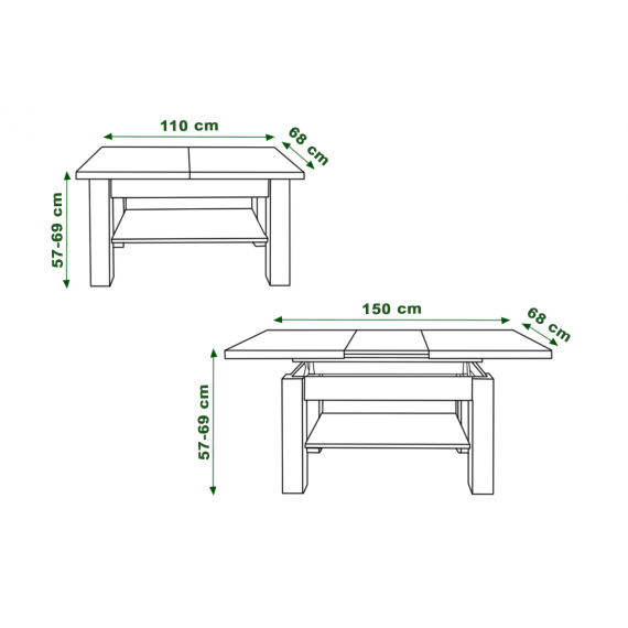 Sofabord Doria 110 - 150 - Trelook