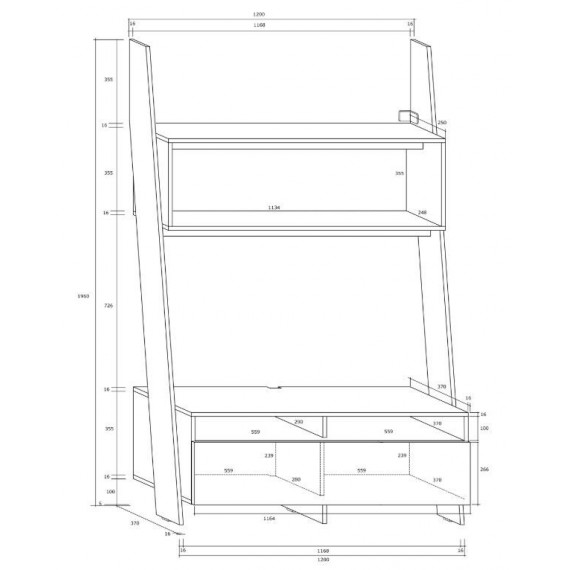 Tv-hylle Cork 120-196 cm - Eikelook - Høyglans