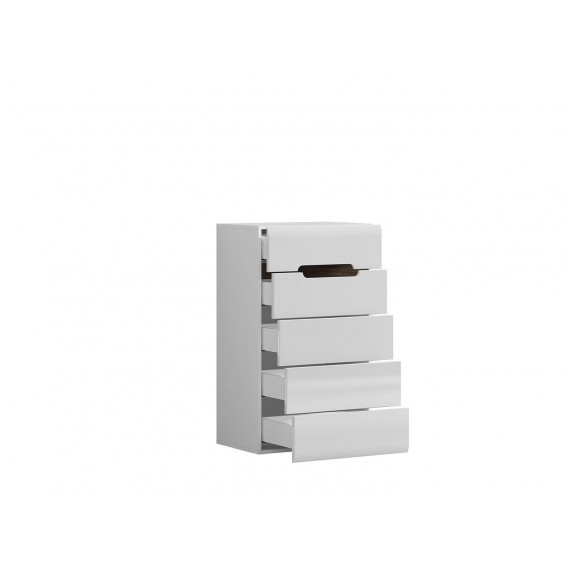 Kommode Ario 60 x 104 cm - Hvit Høyglans - 5 skuffer