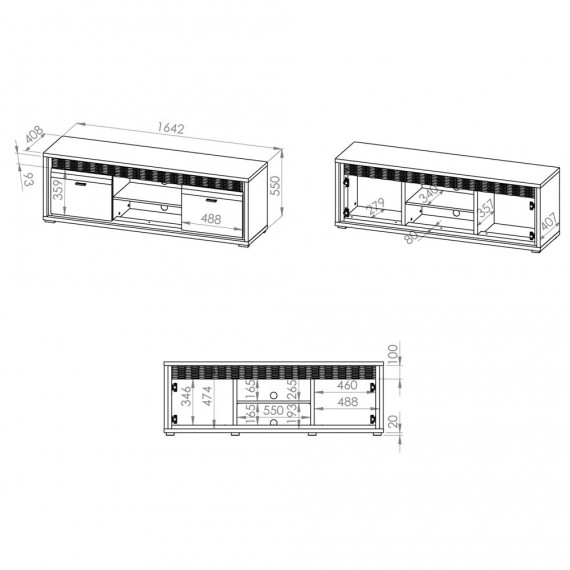 Tv-benk Dallas 165x55 cm - Trelook - Natur - Høyglans