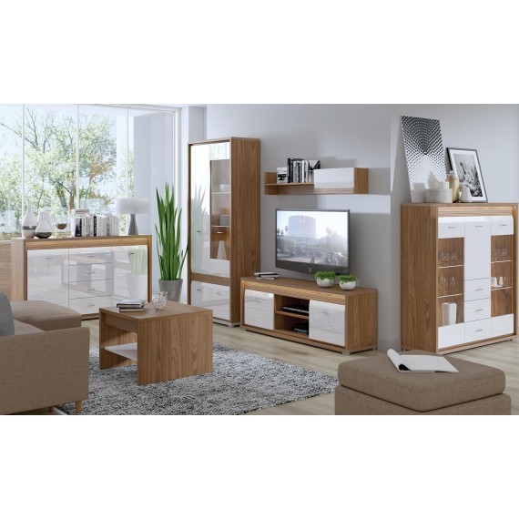 Vitrineskap Dallas 60x203 cm - Trelook - Natur - Høyglans