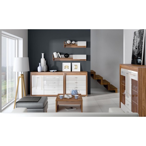 Vitrineskap Dallas 92x133 cm - Trelook - Natur - Høyglans