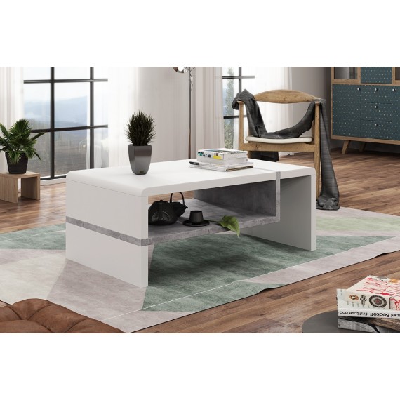 Sofabord Abelia 100 cm - Hvit Matt - Betong