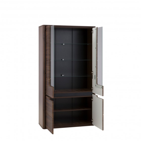 Vitrineskap Edan 100x190 cm - Nøtt - Mørk brun