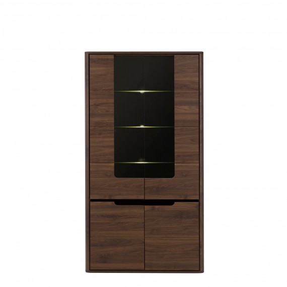 Vitrineskap Edan 100x190 cm - Nøtt - Mørk brun