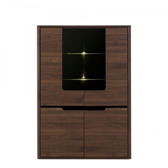 Vitrineskap Edan 110x159 cm - Nøtt - Mørk brun