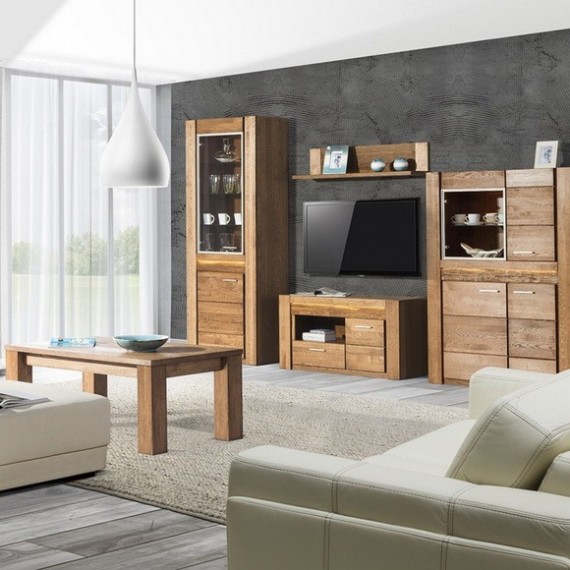 Hjørneskap Vallon 129x200 cm - Eik - Hjørnevitrine