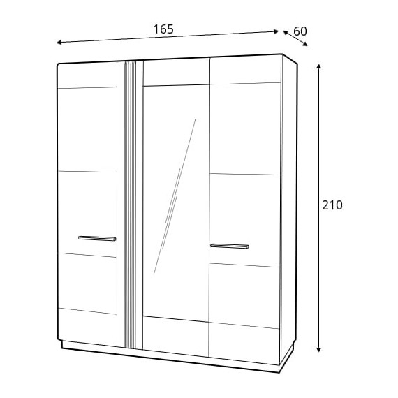 Garderobe Monea 165x210 cm - med speil