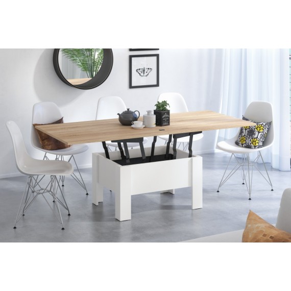 Sofabord Leono 90-180 cm - Hvit - Eik