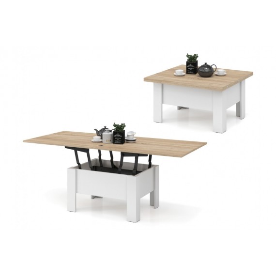 Sofabord Leono 90-180 cm - Hvit - Eik