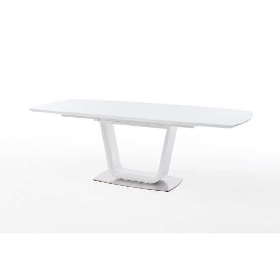 Spisebord Xander 180-230 cm - Hvit Høyglans - Hvit Glass