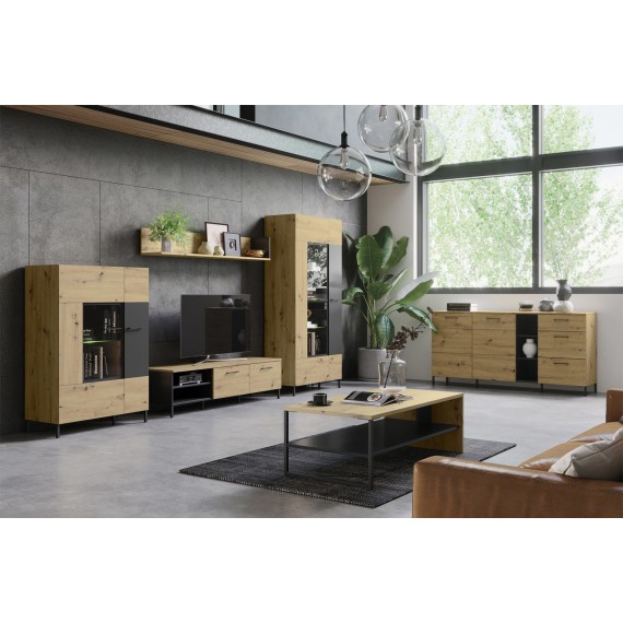 Vitrineskap Lucas 65x193 cm - Trelook - Svart