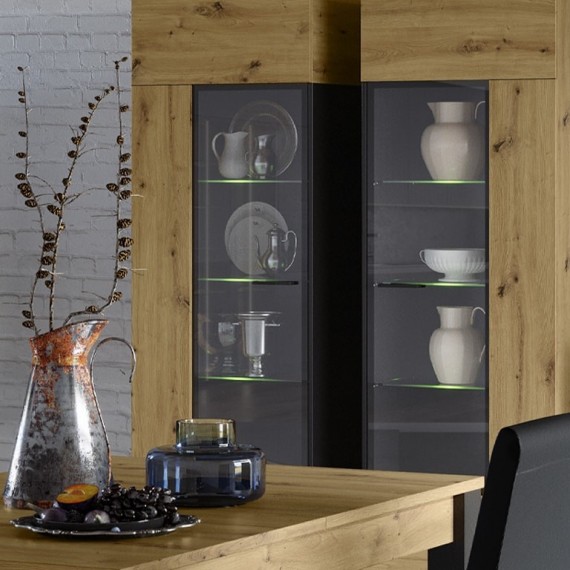 Vitrineskap Lucas 90x193 cm - Trelook - Svart