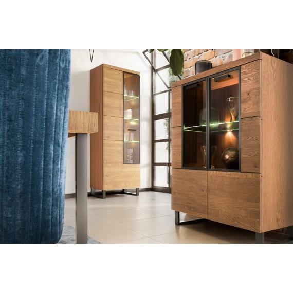 Vitrineskap 67x198 cm - Eik - Ferdig montert