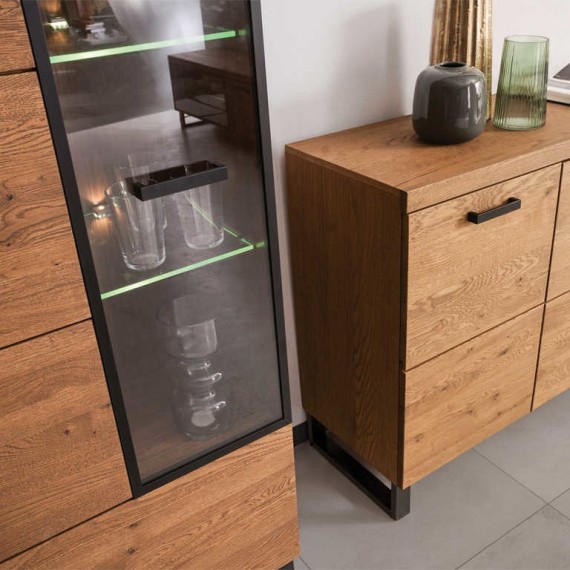 Vitrine Pratto 96x198 cm - Eik - Ferdig montert