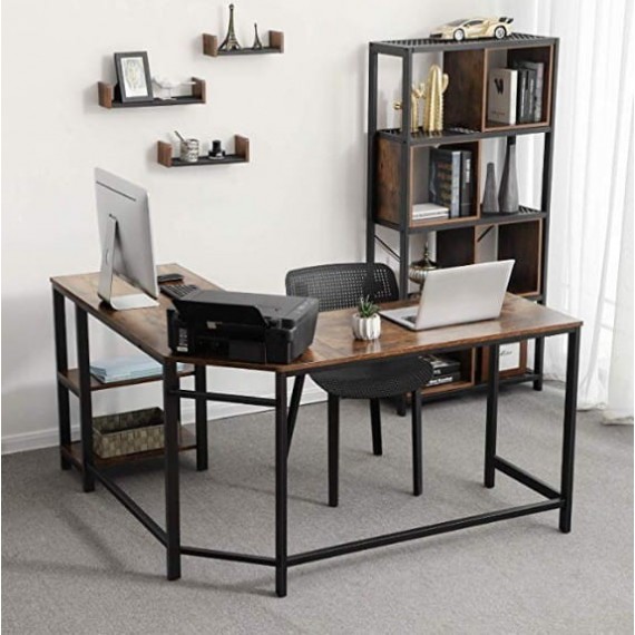 Hjørneskrivebord Rustical med hylle 138x138 cm - Trelook - Industriell