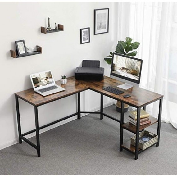 Hjørneskrivebord Rustical med hylle 138x138 cm - Trelook - Industriell