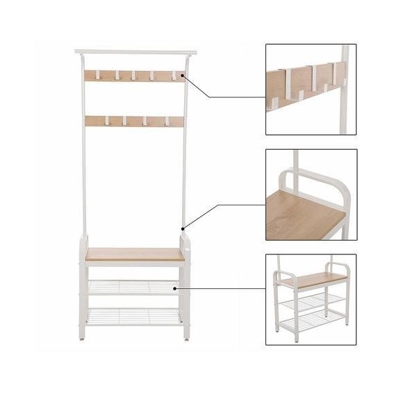 Garderobe Industriell 72x183 cm - Naturlook - Hvit