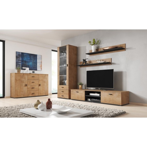 Vegghengt Vitrine Tycho 60x120 cm - Eikelook - Svart