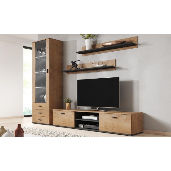 Tv-benk Tycho 140x37 cm - Eikelook - Svart