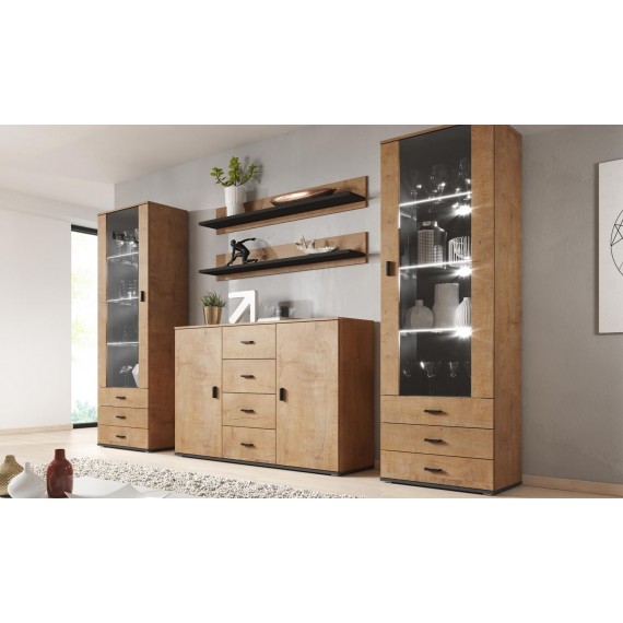 Tv-benk Tycho 180x35 cm - Eikelook - Svart