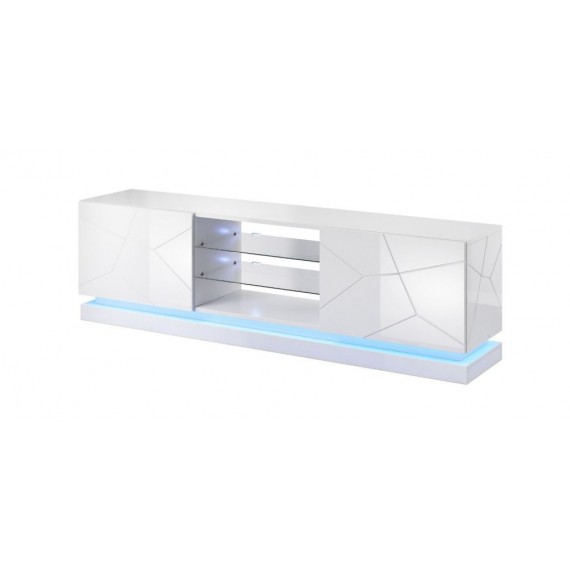 Tv-benk Cosmo 200x57 cm - Hvit høyglans